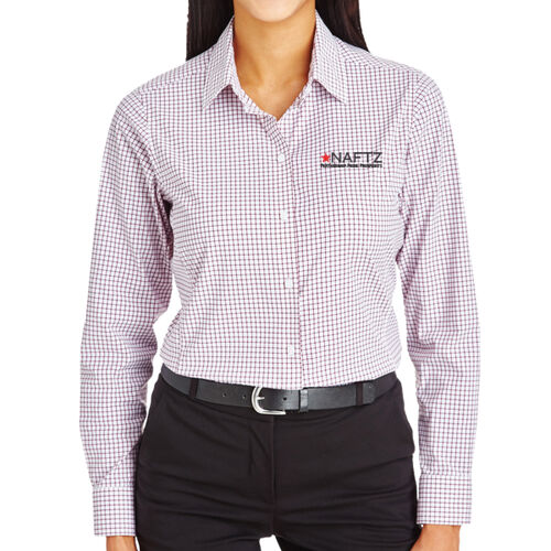Women's CrownLux Performance® Micro Windowpane Woven Dress Shirt Thumbnail